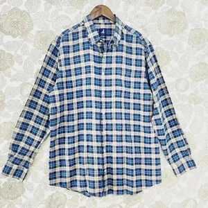 EUC johnnie-O Linen Blend Button down Long sleeve Men's Dress Shirt XL